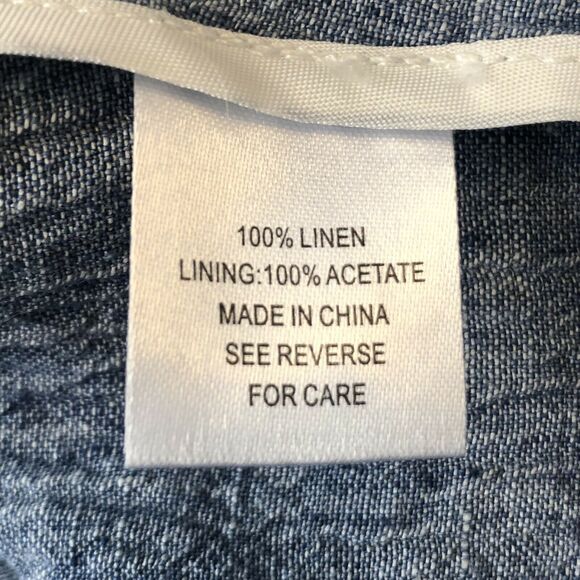 Bensoni Linen Jacket 0 Moto / Biker Cropped Light Blue Pockets Lined - Picture 12 of 12